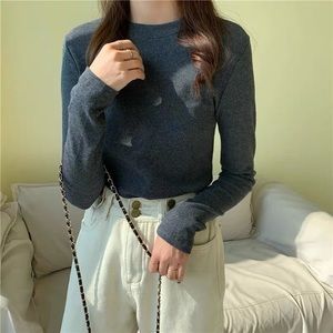 Super soft Solid Form Fitted Tee Grey Modern Crewneck tee S